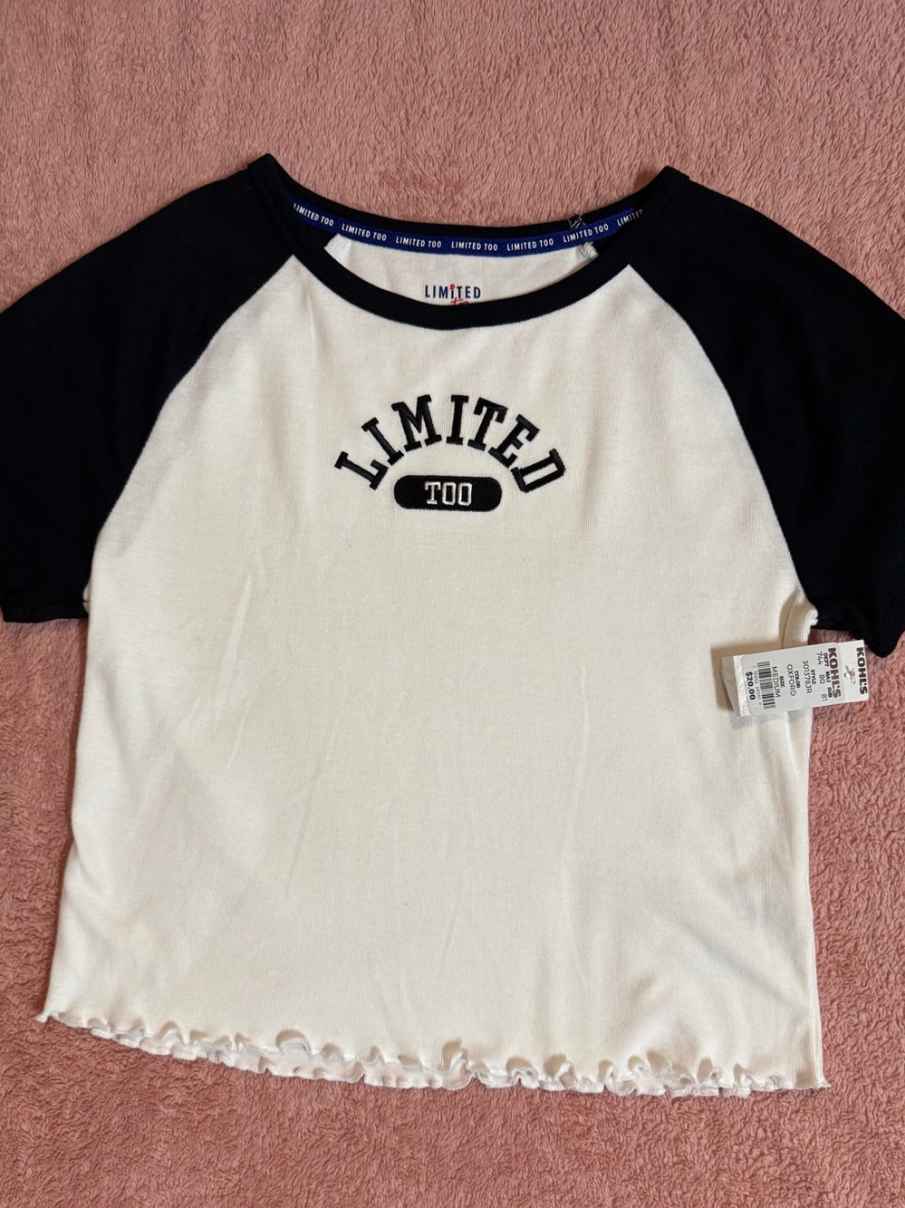 Limited Too White Tee with Black Accents